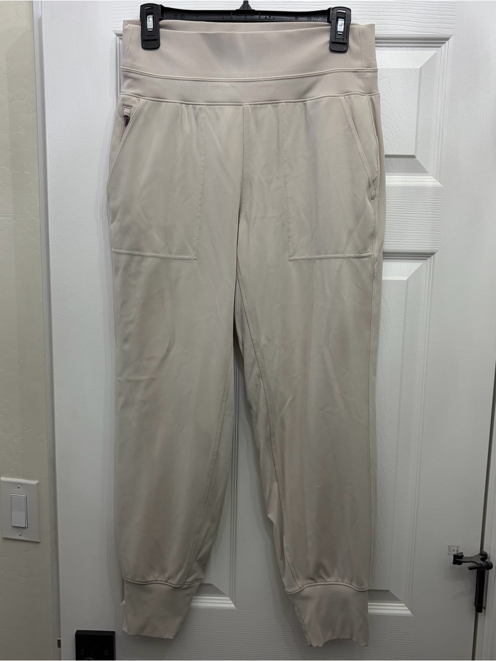 Athleta women’s Venice Jogger Sweatpants in Light Beige